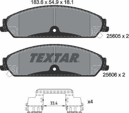 Textar 2560501 - Kit pastiglie freno, Freno a disco www.autoricambit.com