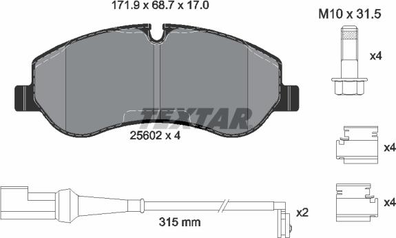 Textar 2560201 - Kit pastiglie freno, Freno a disco www.autoricambit.com