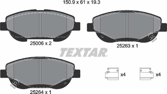 Textar 2500601 - Kit pastiglie freno, Freno a disco www.autoricambit.com