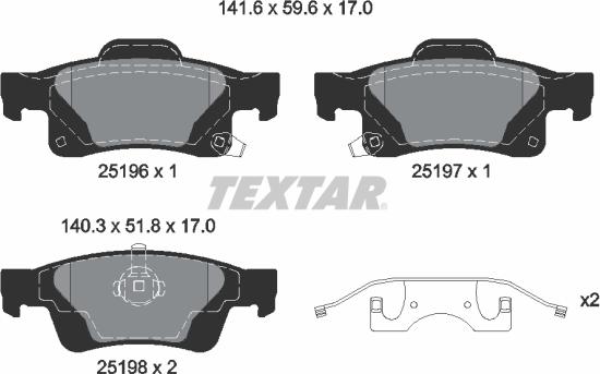 Textar 2519603 - Kit pastiglie freno, Freno a disco www.autoricambit.com