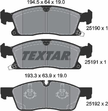 Textar 2519002 - Kit pastiglie freno, Freno a disco www.autoricambit.com