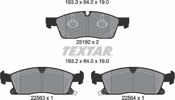 Textar 2519209 - Kit pastiglie freno, Freno a disco www.autoricambit.com