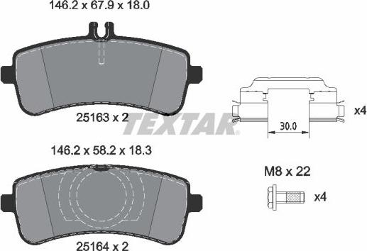 Textar 2516305 - Kit pastiglie freno, Freno a disco www.autoricambit.com