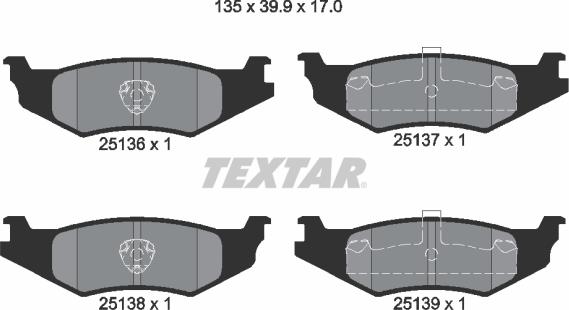 Textar 2513601 - Kit pastiglie freno, Freno a disco www.autoricambit.com