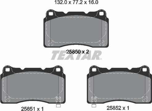 Textar 2585001 - Kit pastiglie freno, Freno a disco www.autoricambit.com