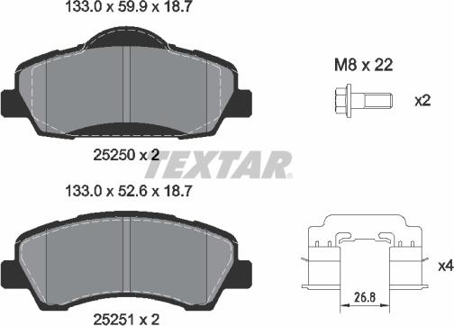 Textar 2525004 - Kit pastiglie freno, Freno a disco www.autoricambit.com