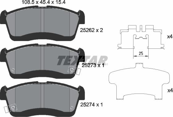 Textar 2526201 - Kit pastiglie freno, Freno a disco www.autoricambit.com