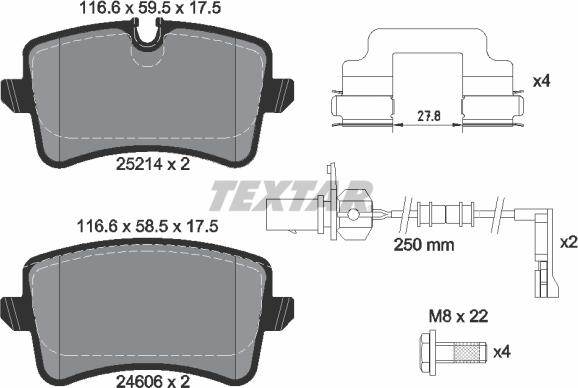 Textar 2521404 - Kit pastiglie freno, Freno a disco www.autoricambit.com