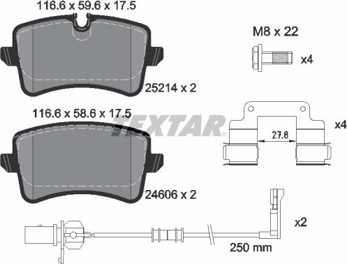 Textar 2521405 - Kit pastiglie freno, Freno a disco www.autoricambit.com