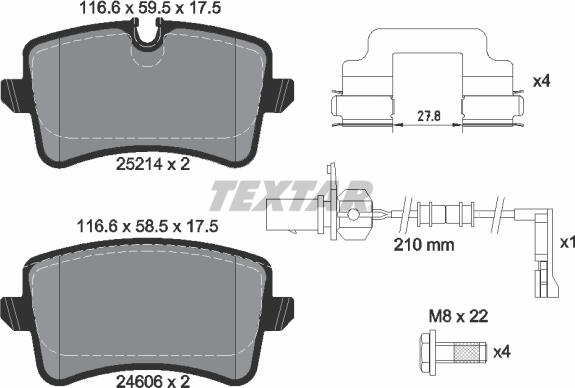 Textar 2521413 - Kit pastiglie freno, Freno a disco www.autoricambit.com