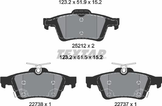 Textar 2521204 - Kit pastiglie freno, Freno a disco www.autoricambit.com