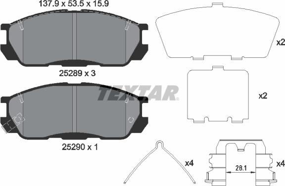 Textar 2528901 - Kit pastiglie freno, Freno a disco www.autoricambit.com