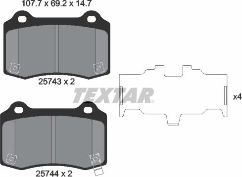 Textar 2574301 - Kit pastiglie freno, Freno a disco www.autoricambit.com