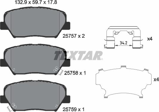 Textar 2575701 - Kit pastiglie freno, Freno a disco www.autoricambit.com