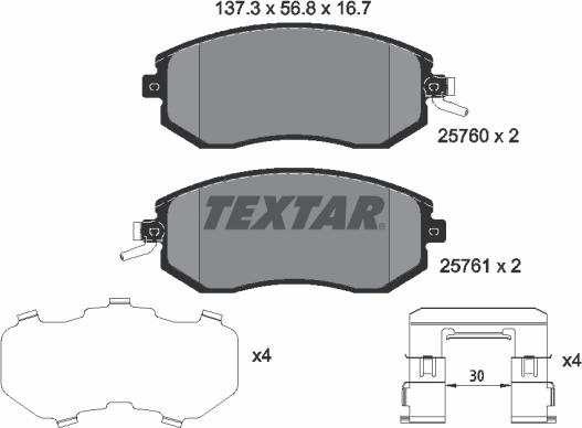 Textar 2576001 - Kit pastiglie freno, Freno a disco www.autoricambit.com