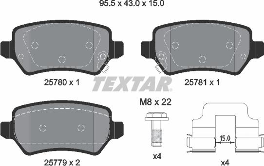 Textar 2578001 - Kit pastiglie freno, Freno a disco www.autoricambit.com