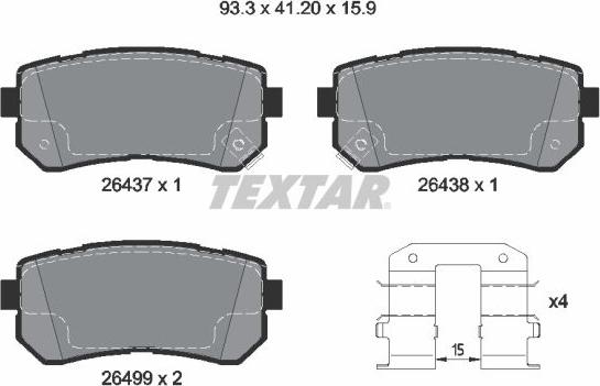 Textar 2643701 - Kit pastiglie freno, Freno a disco www.autoricambit.com