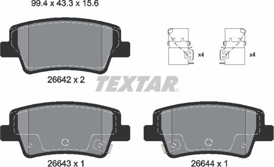 Textar 2664201 - Kit pastiglie freno, Freno a disco www.autoricambit.com