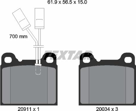 Textar 2091101 - Kit pastiglie freno, Freno a disco www.autoricambit.com