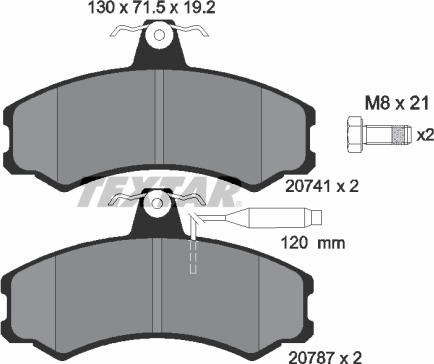 Textar 2074101 - Kit pastiglie freno, Freno a disco www.autoricambit.com