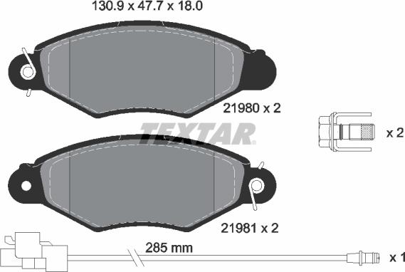 Textar 2198009 - Kit pastiglie freno, Freno a disco www.autoricambit.com