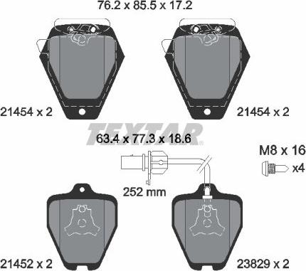 Textar 2145401 - Kit pastiglie freno, Freno a disco www.autoricambit.com