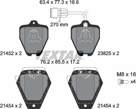 Textar 2145201 - Kit pastiglie freno, Freno a disco www.autoricambit.com