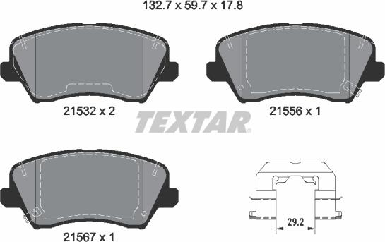 Textar 2153201 - Kit pastiglie freno, Freno a disco www.autoricambit.com