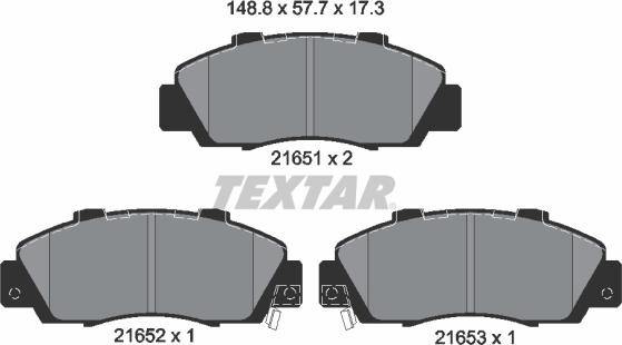 Textar 2165101 - Kit pastiglie freno, Freno a disco www.autoricambit.com