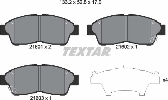 Textar 2160101 - Kit pastiglie freno, Freno a disco www.autoricambit.com