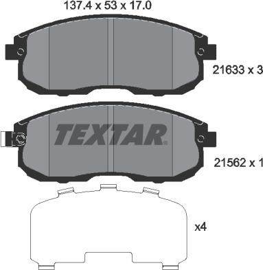 Textar 2163301 - Kit pastiglie freno, Freno a disco www.autoricambit.com