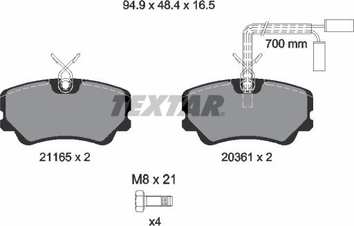 Textar 2116501 - Kit pastiglie freno, Freno a disco www.autoricambit.com