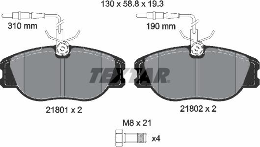 Textar 2180101 - Kit pastiglie freno, Freno a disco www.autoricambit.com