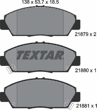 Textar 2187901 - Kit pastiglie freno, Freno a disco www.autoricambit.com