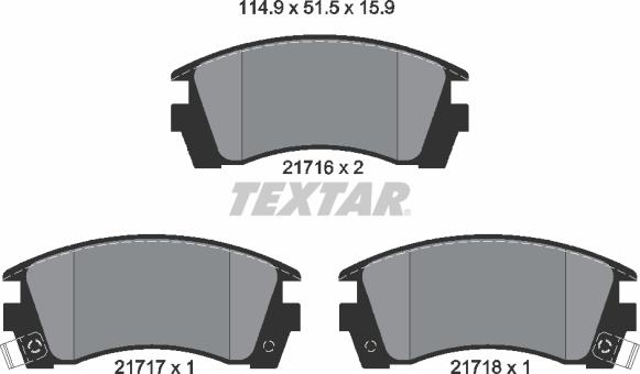 Textar 2171602 - Kit pastiglie freno, Freno a disco www.autoricambit.com