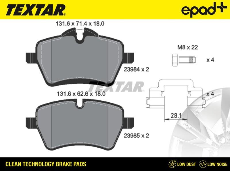 Textar 2398404CP - Kit pastiglie freno, Freno a disco www.autoricambit.com