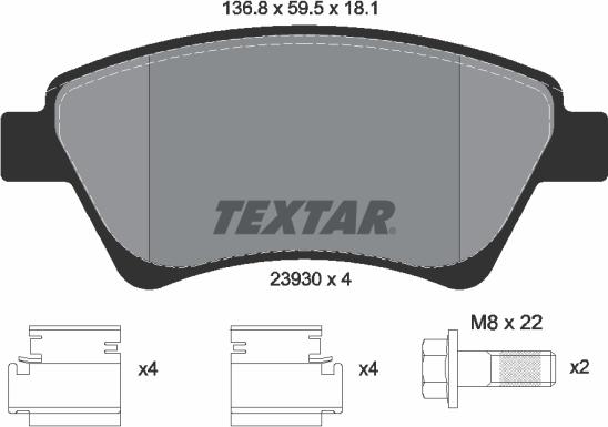 Textar 2393001 - Kit pastiglie freno, Freno a disco www.autoricambit.com