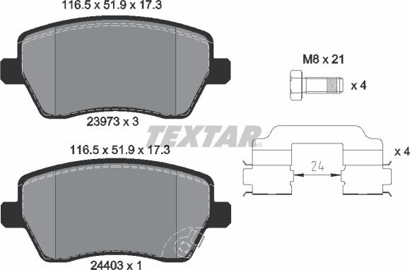 Textar 2397302 - Kit pastiglie freno, Freno a disco www.autoricambit.com