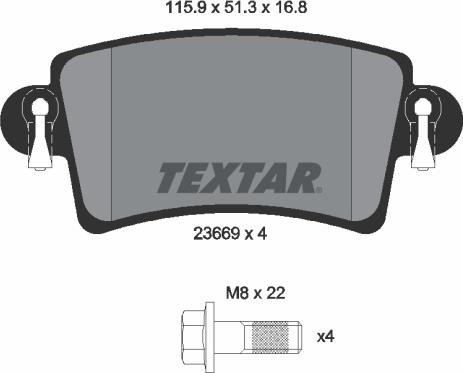 Textar 2366901 - Kit pastiglie freno, Freno a disco www.autoricambit.com