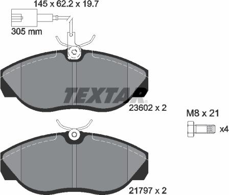 Textar 2360201 - Kit pastiglie freno, Freno a disco www.autoricambit.com