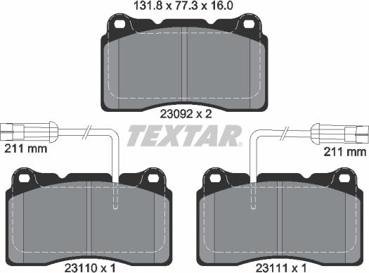 Textar 2309201 - Kit pastiglie freno, Freno a disco www.autoricambit.com