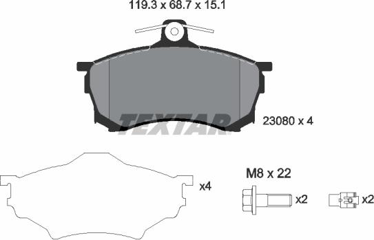 Textar 2308001 - Kit pastiglie freno, Freno a disco www.autoricambit.com