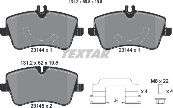 Textar 2314402 - Kit pastiglie freno, Freno a disco www.autoricambit.com