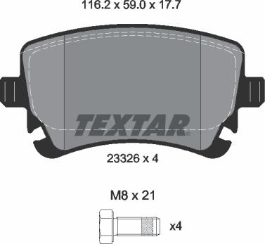 Textar 2332608 - Kit pastiglie freno, Freno a disco www.autoricambit.com