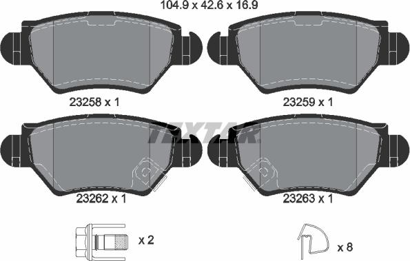 Textar 2325803 - Kit pastiglie freno, Freno a disco www.autoricambit.com