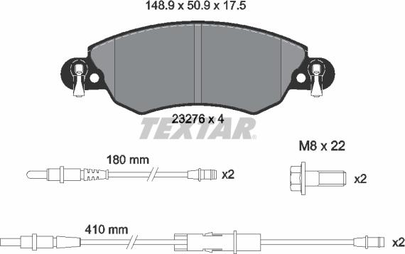 Textar 2327601 - Kit pastiglie freno, Freno a disco www.autoricambit.com