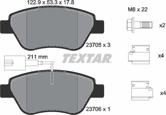 Textar 2370502 - Kit pastiglie freno, Freno a disco www.autoricambit.com