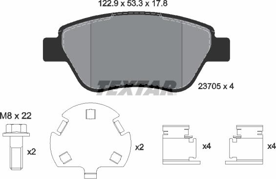 Textar 2370507 - Kit pastiglie freno, Freno a disco www.autoricambit.com