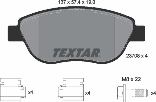 Textar 2370803 - Kit pastiglie freno, Freno a disco www.autoricambit.com