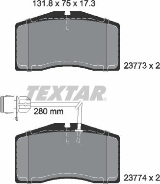 Textar 2377301 - Kit pastiglie freno, Freno a disco www.autoricambit.com